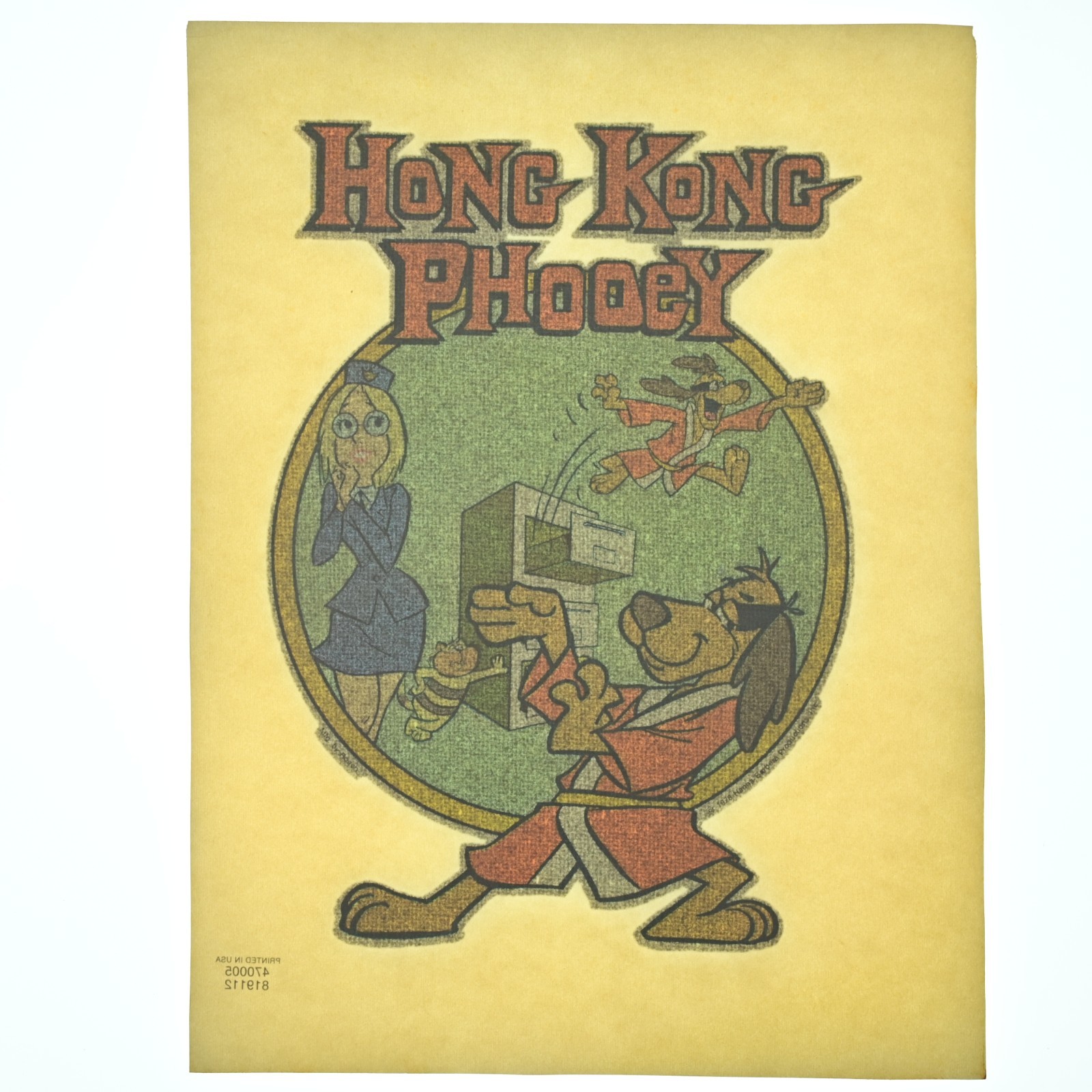Original VINTAGE 1970s Heat Transfer | Hong Kong Phooey | Iron On