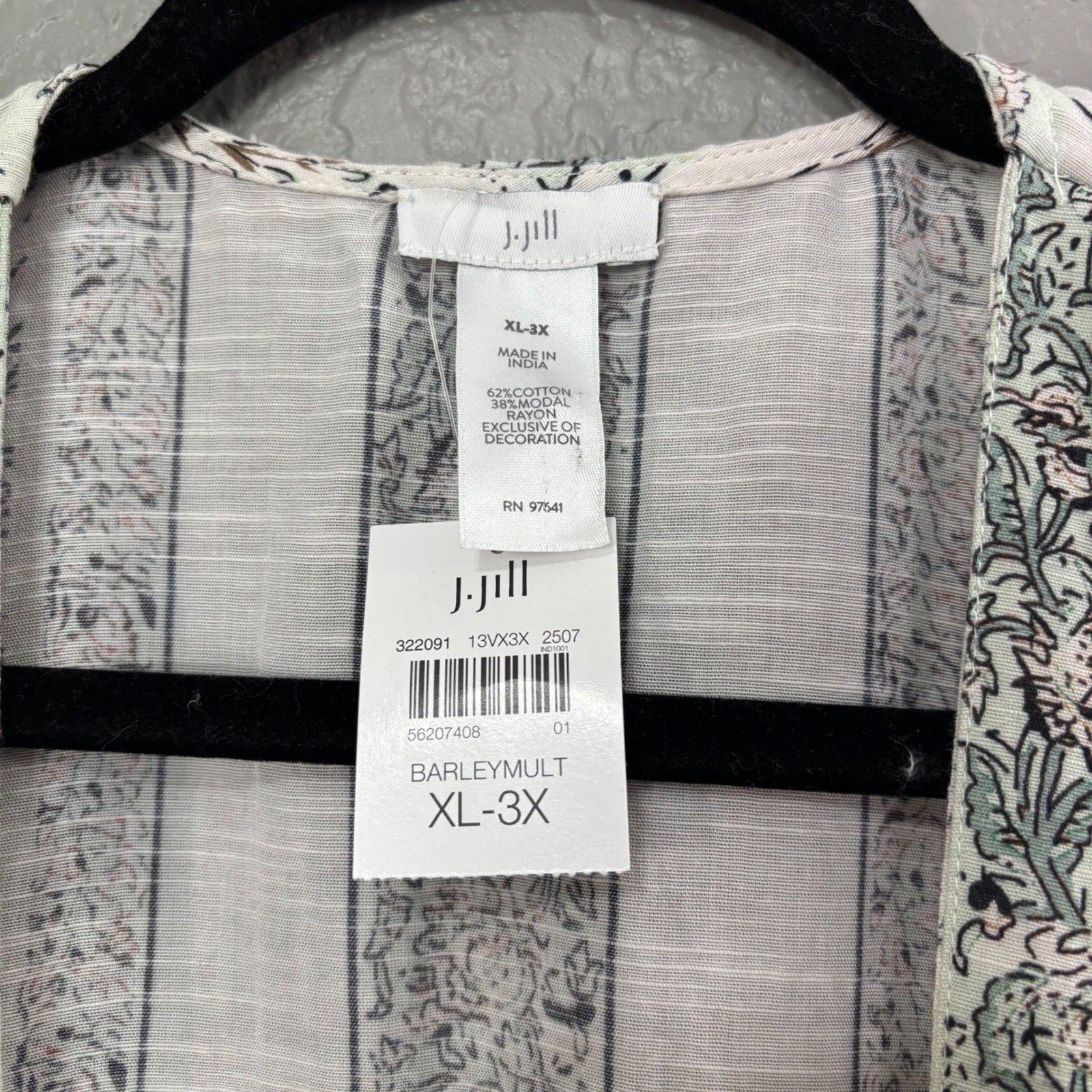 J. Jill Floral Kimono Wrap Barley Multicolored Tassel Open Front XL-3X New