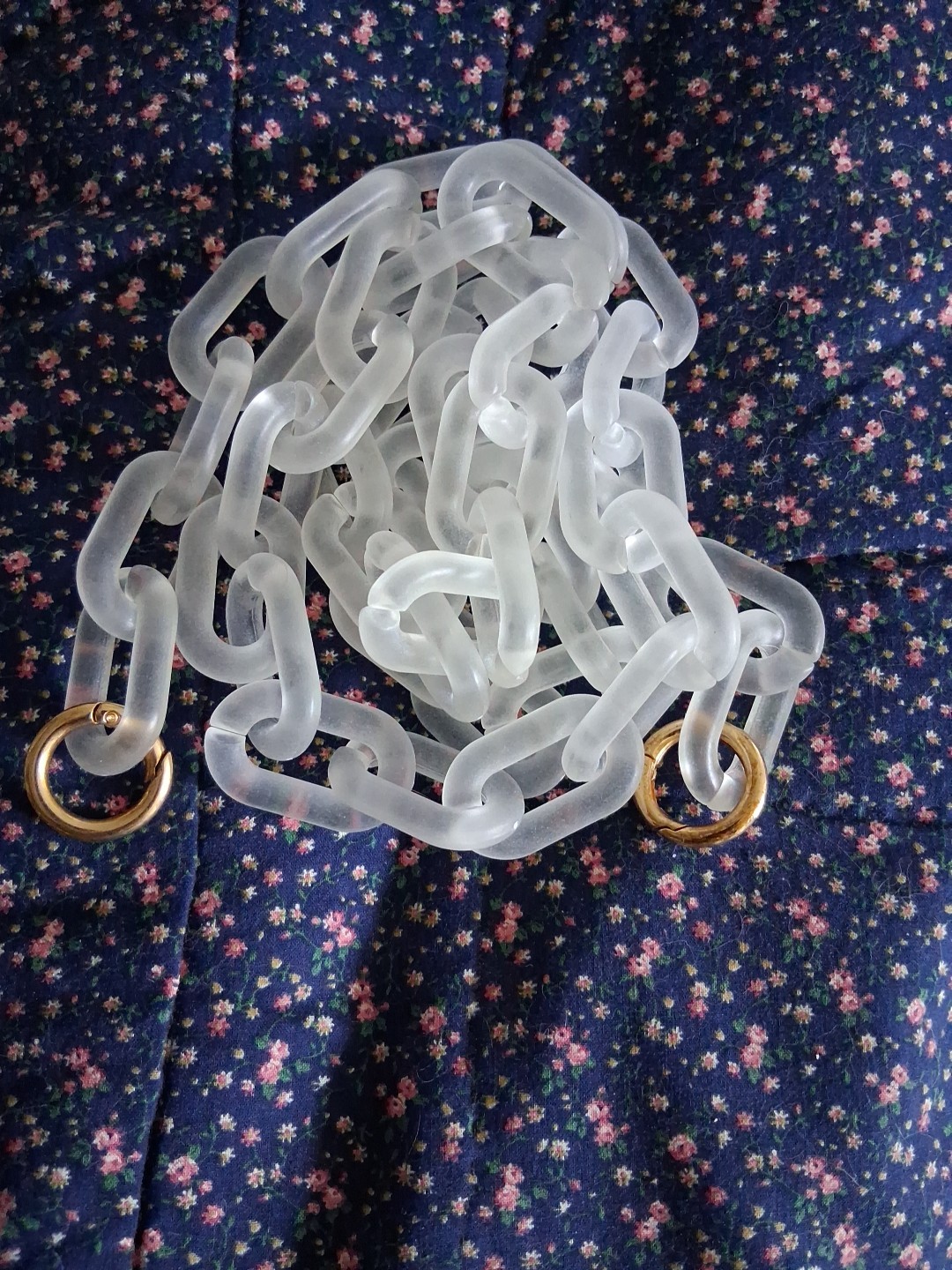 Large Chain Matte Clear Acrylic Handbag Strap Gold Tone Clasp Replace. 21″ Drop