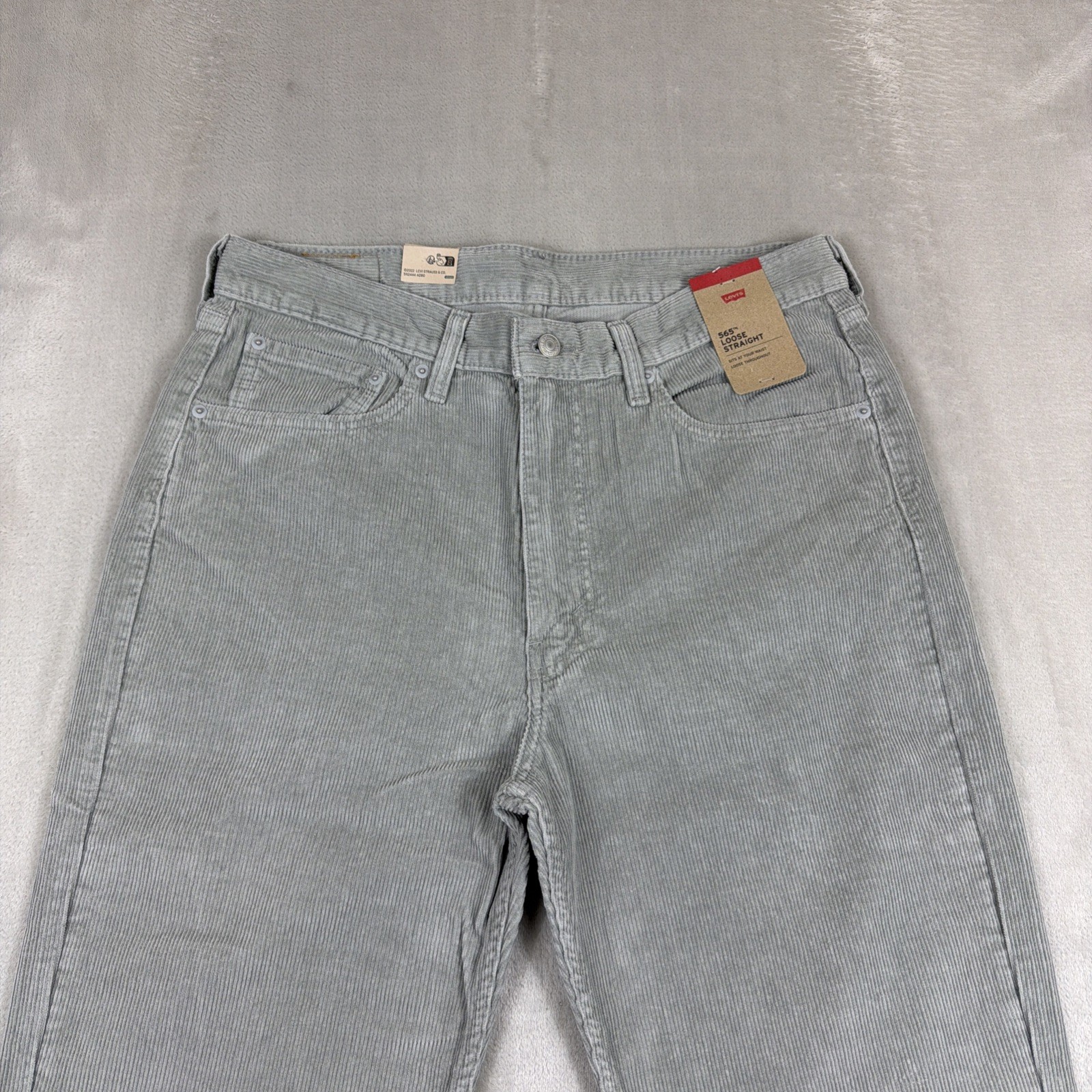 Levi’s 565 Loose Straight Corduroy Jeans Men’s Size 33×30 Gray Y2k Cotton