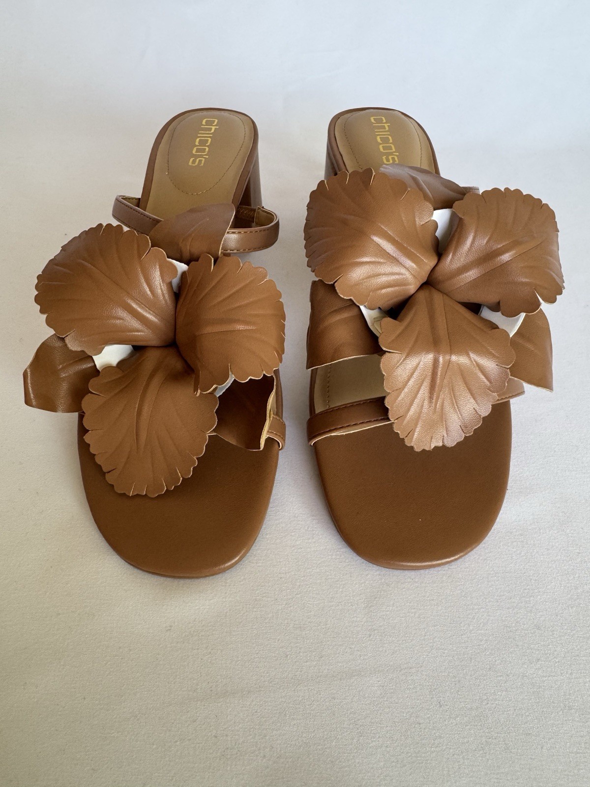 Chico’s Women’s Brown Slide Sandals Slip-On Flower Accent US 11 M Casual