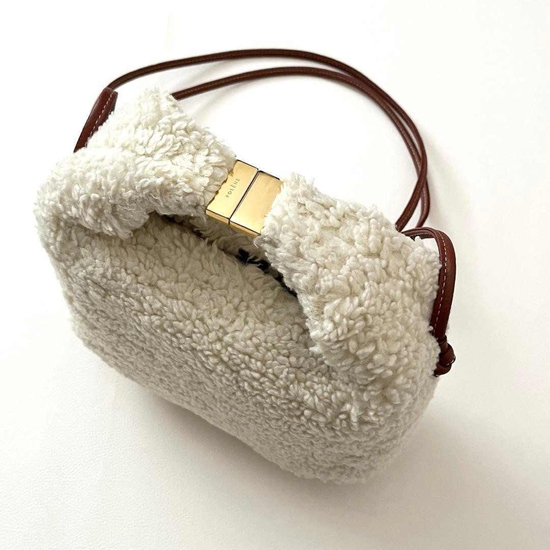POLENE Berry Boucle Ecru Shoulder Bag Boa Leather from Japan