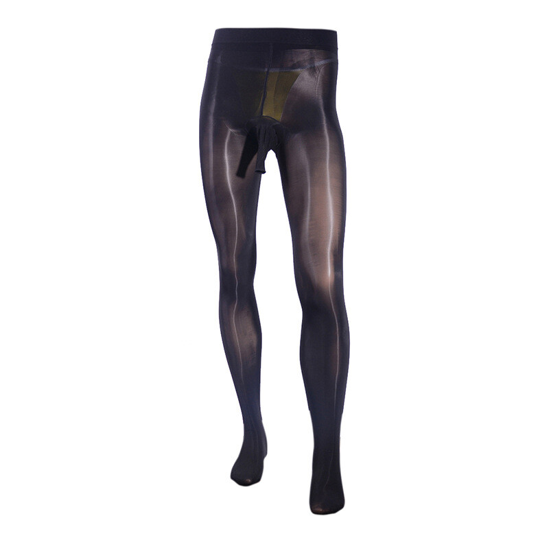 Men Soft Stocking Pantyhose Soft Black Ultra-thin Glossy Shiny Tights New