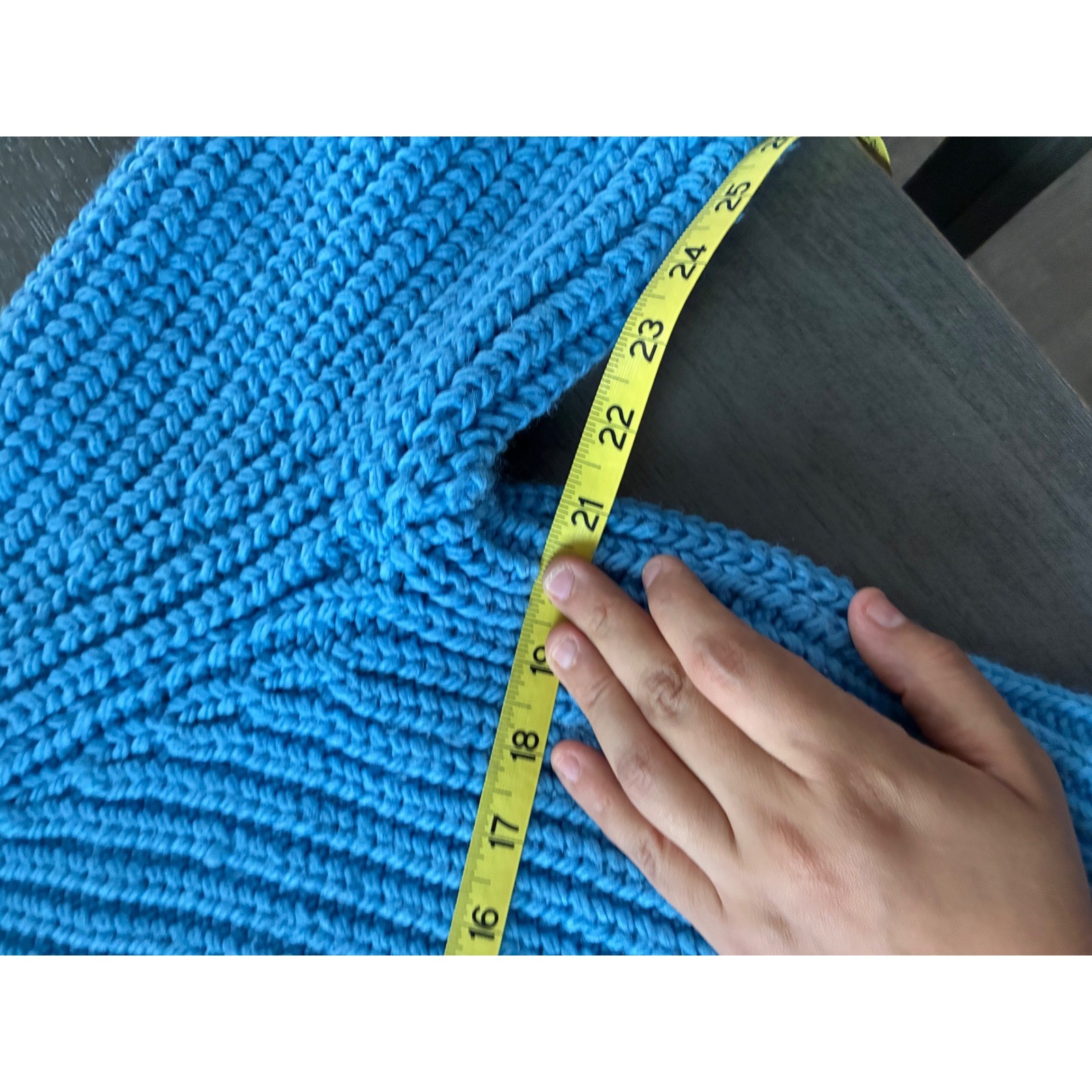 H&M Blue Chunky Ribbed Knit Mock Neck Wool Blend Sweater Size M