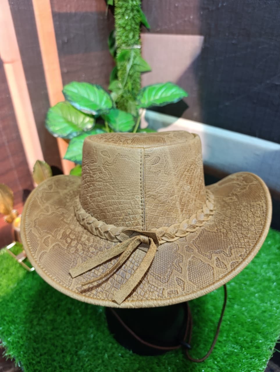 Western Style Genuine Leather Python Cowboy Hat Wide Brim for Men & Women