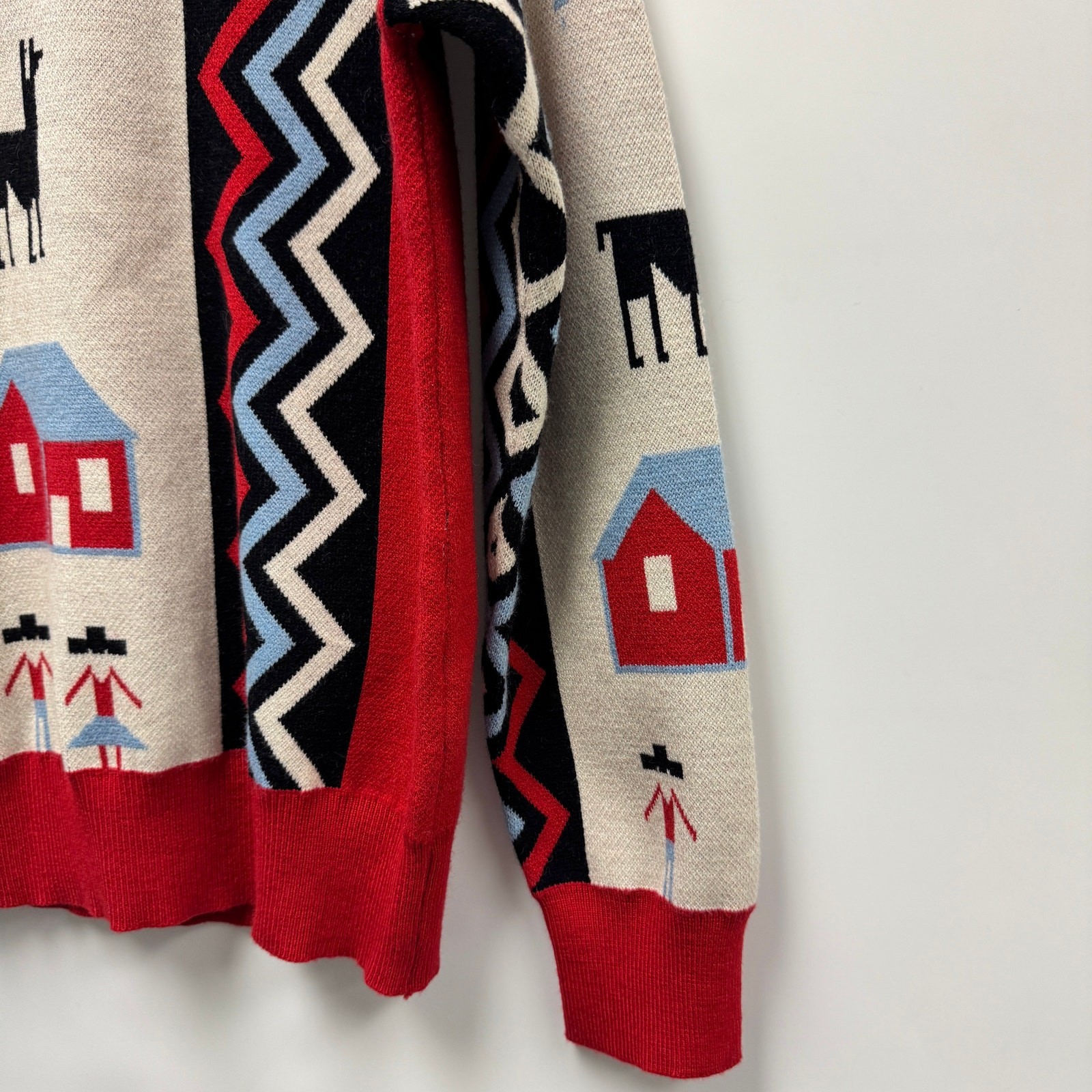 Southwestern Western Cowboy Novelty Print Crewneck Sweater Sz S/M