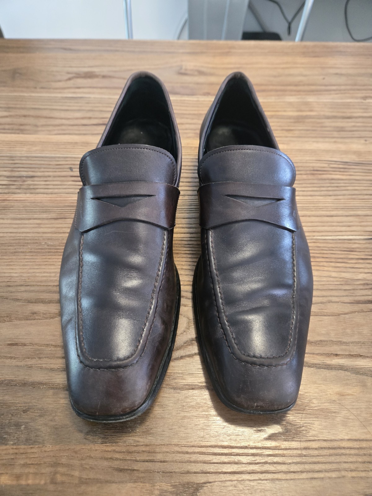 Ferragamo Dark Brown Penny Loafers 12 D