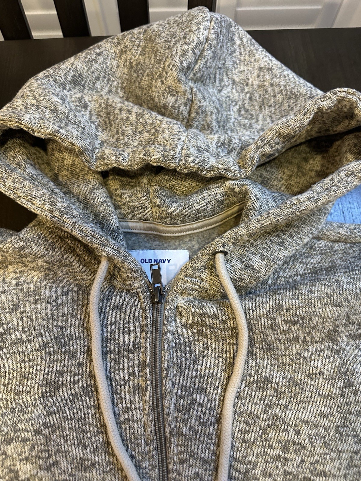 Old Navy Men’s Gray Heathered Fleece Full Zip Hooded Hoodie Pockets M