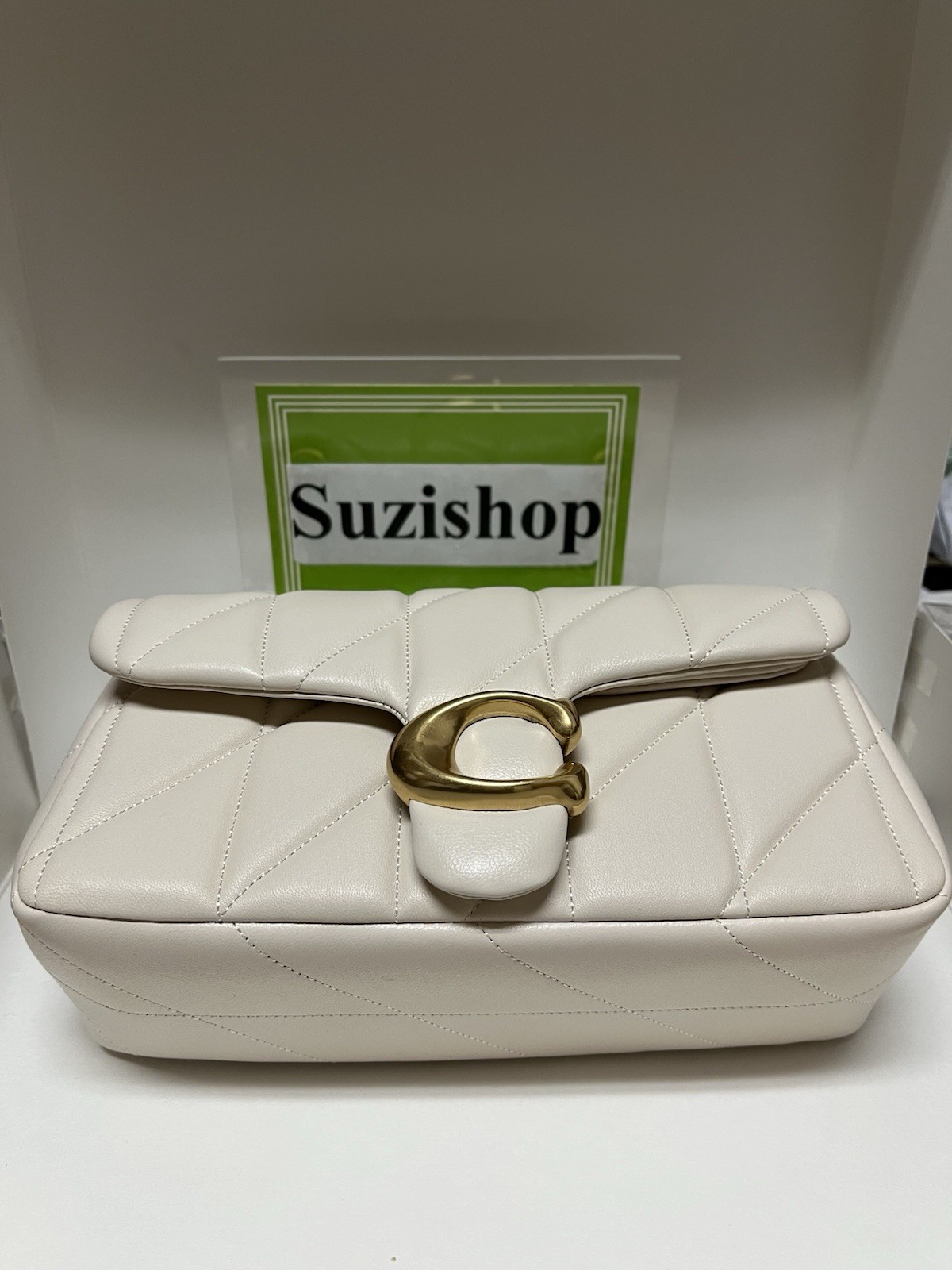 COACH Tabby Puffy Quilted Chain Shoulder Bag 20 Chalk White CP149