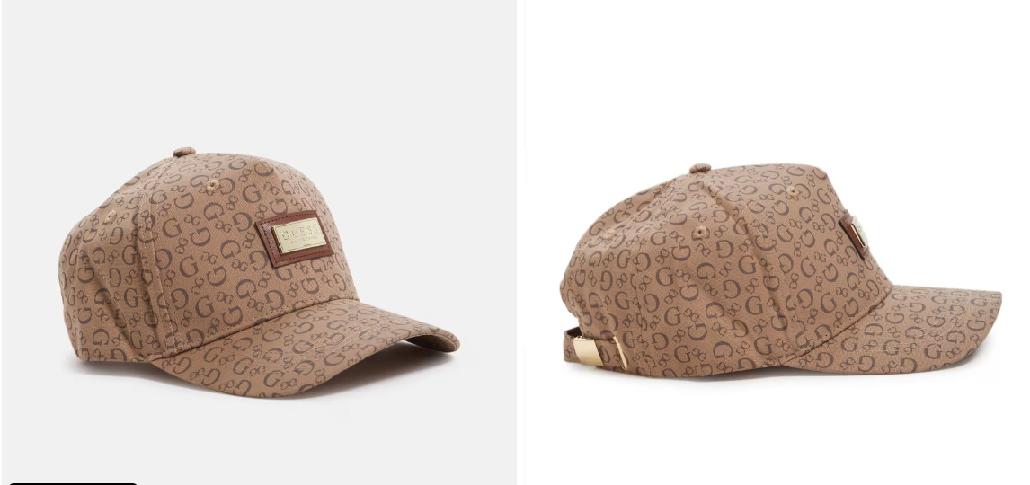 NEW WT MEN’S GUESS BROWN TAN BEIGE BASEBALL CAP HAT LOGO GOLD HARDWARE PLATE