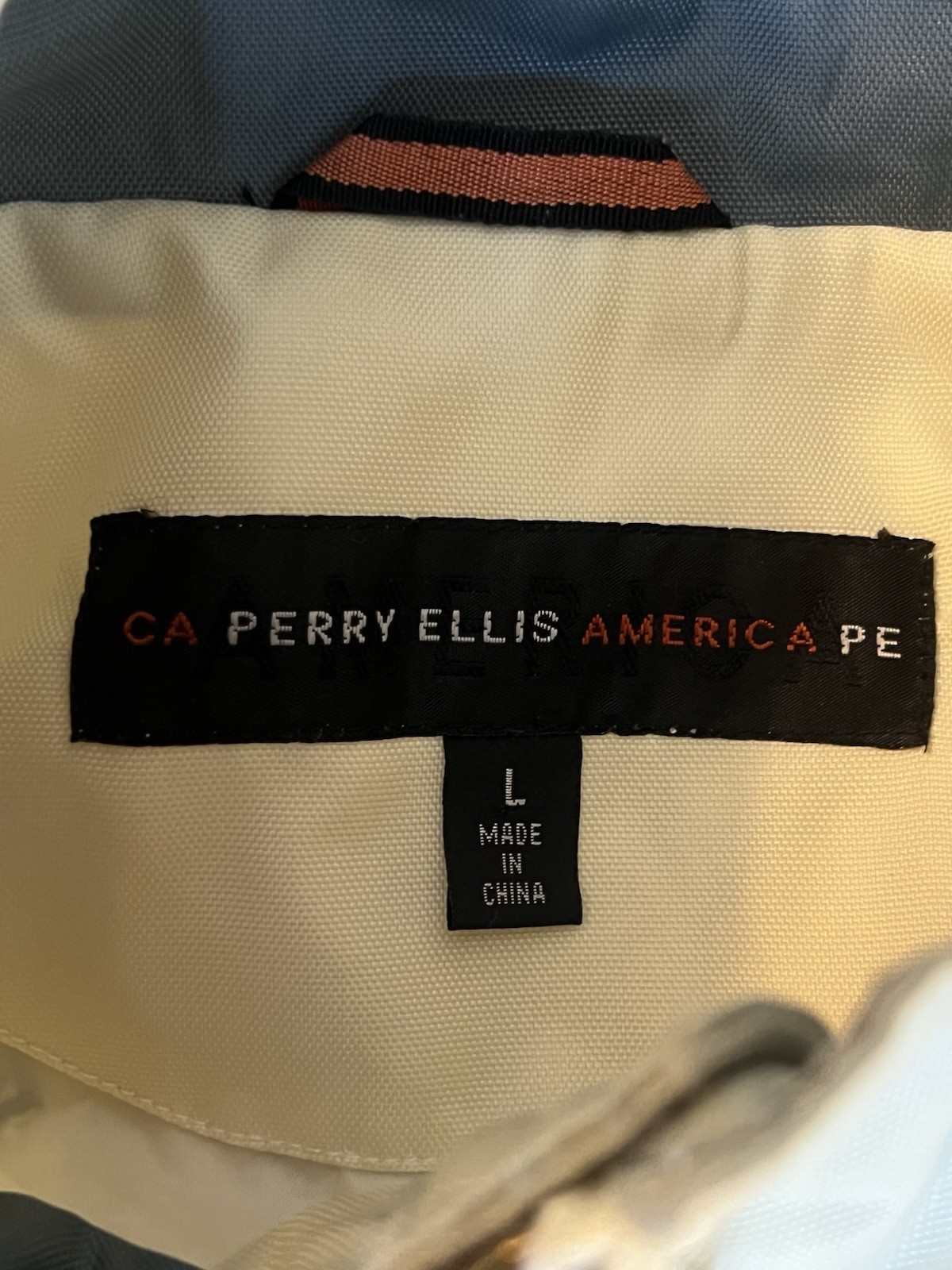 Vintage Perry Ellis America Red White Blue Nylon Zip Windbreaker Jacket Size L