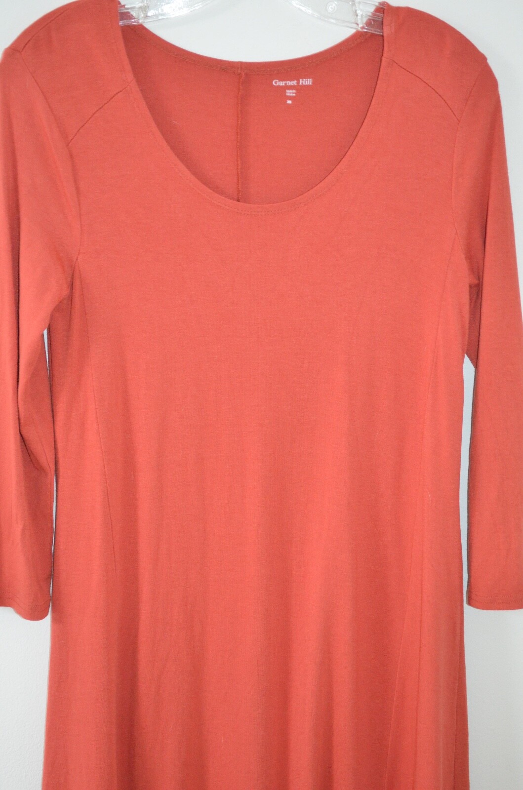 Garnet Hill Burnt Orange Scoop Neck 95% Viscose/5% Spandex Swing Dress Size XS