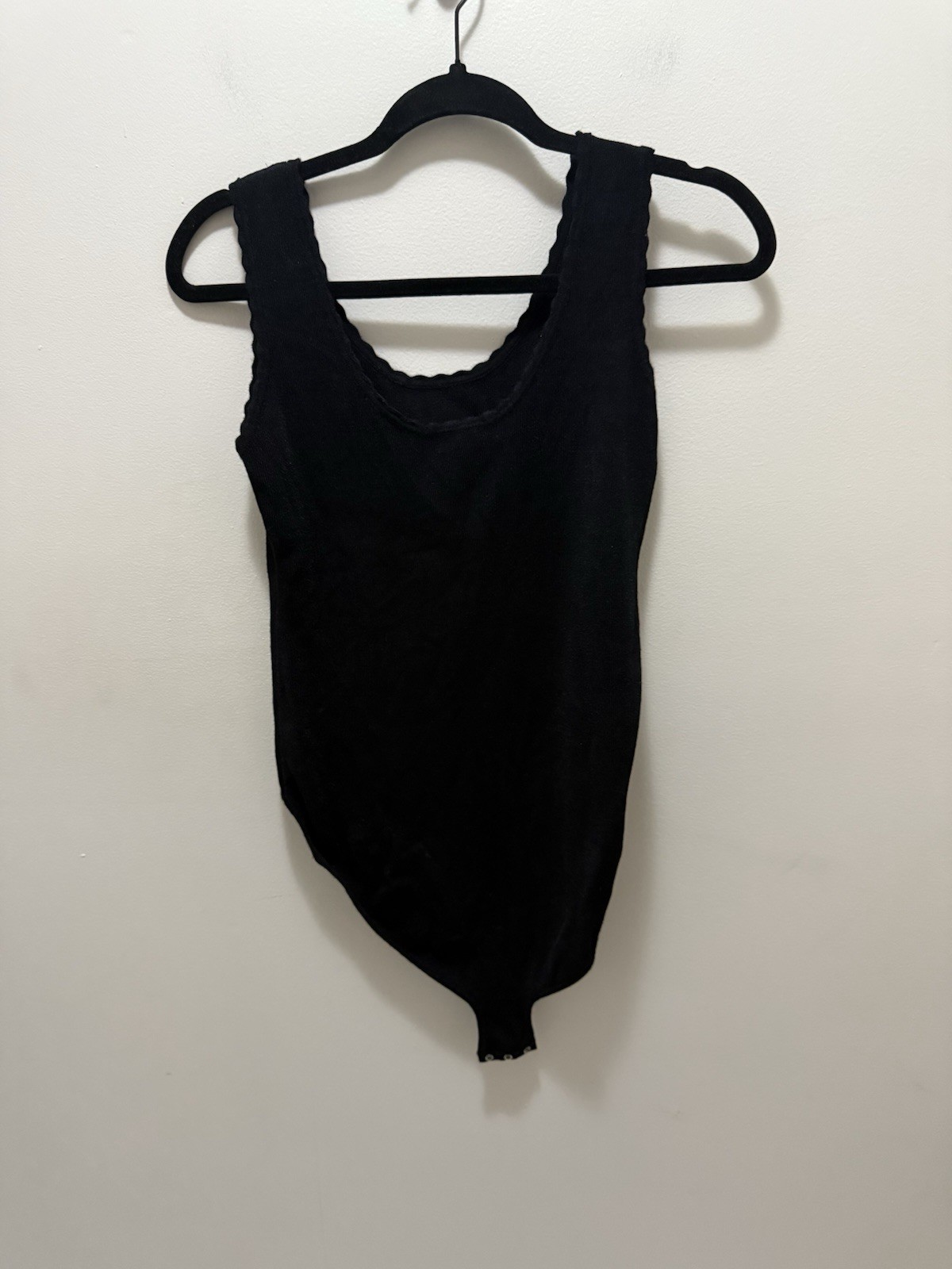 Aqua Black Ribbed Knit Bodysuit – Women’s Size M – Viscose Nylon Blend