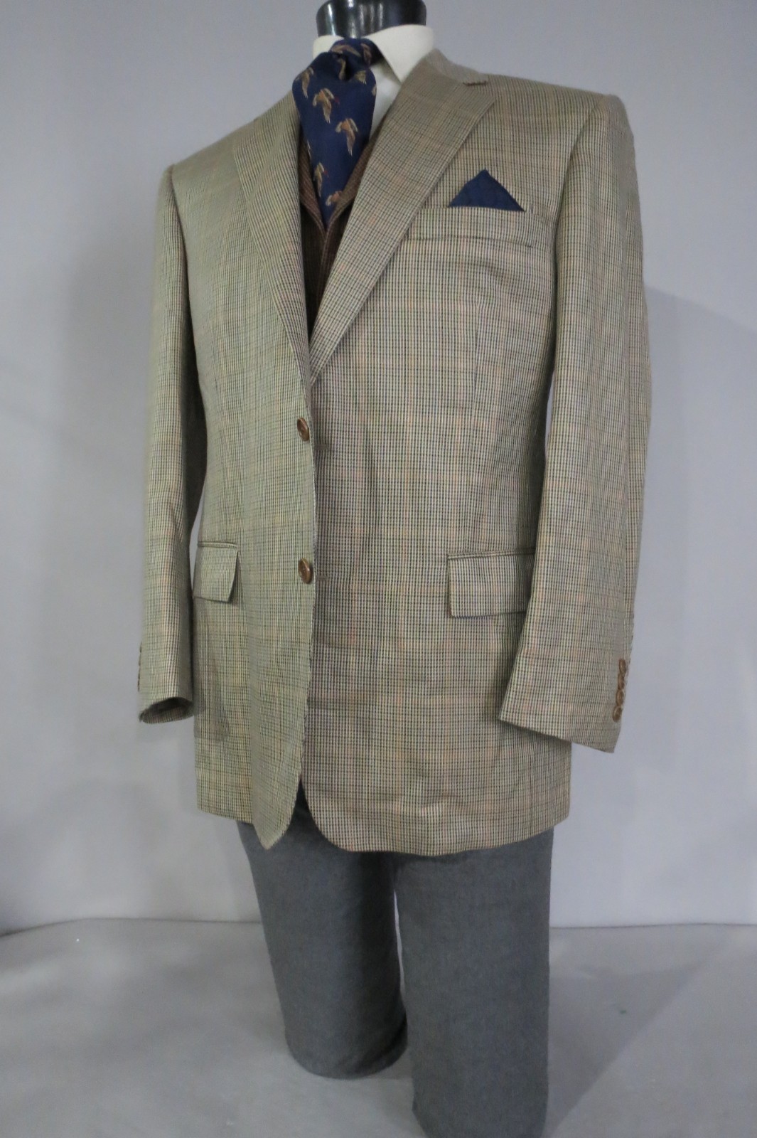 Brooks Brothers 1818 Madison Ethomas silk wool hounds tooth sport coat 43-44 R