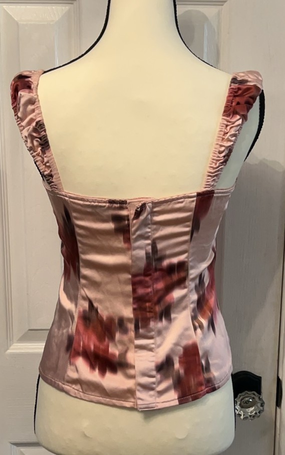 WEWOREWHAT Pink Floral Wide Strap Ruched Cup Corset Size 4 MSRP $129