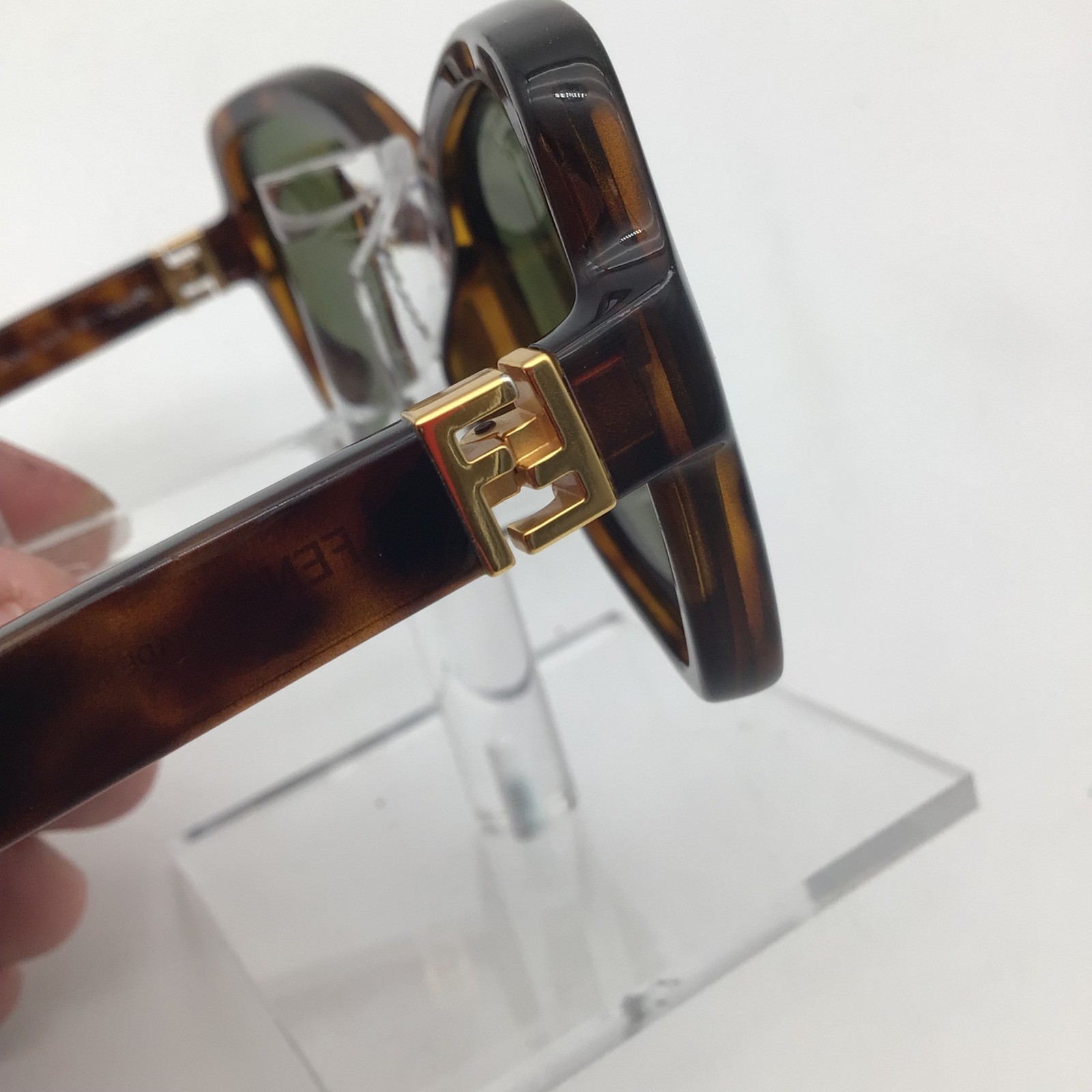Fendi FF 0007/S Sunglasses Dark Havana Tortoise Gold FF Logo Square Italy NEW