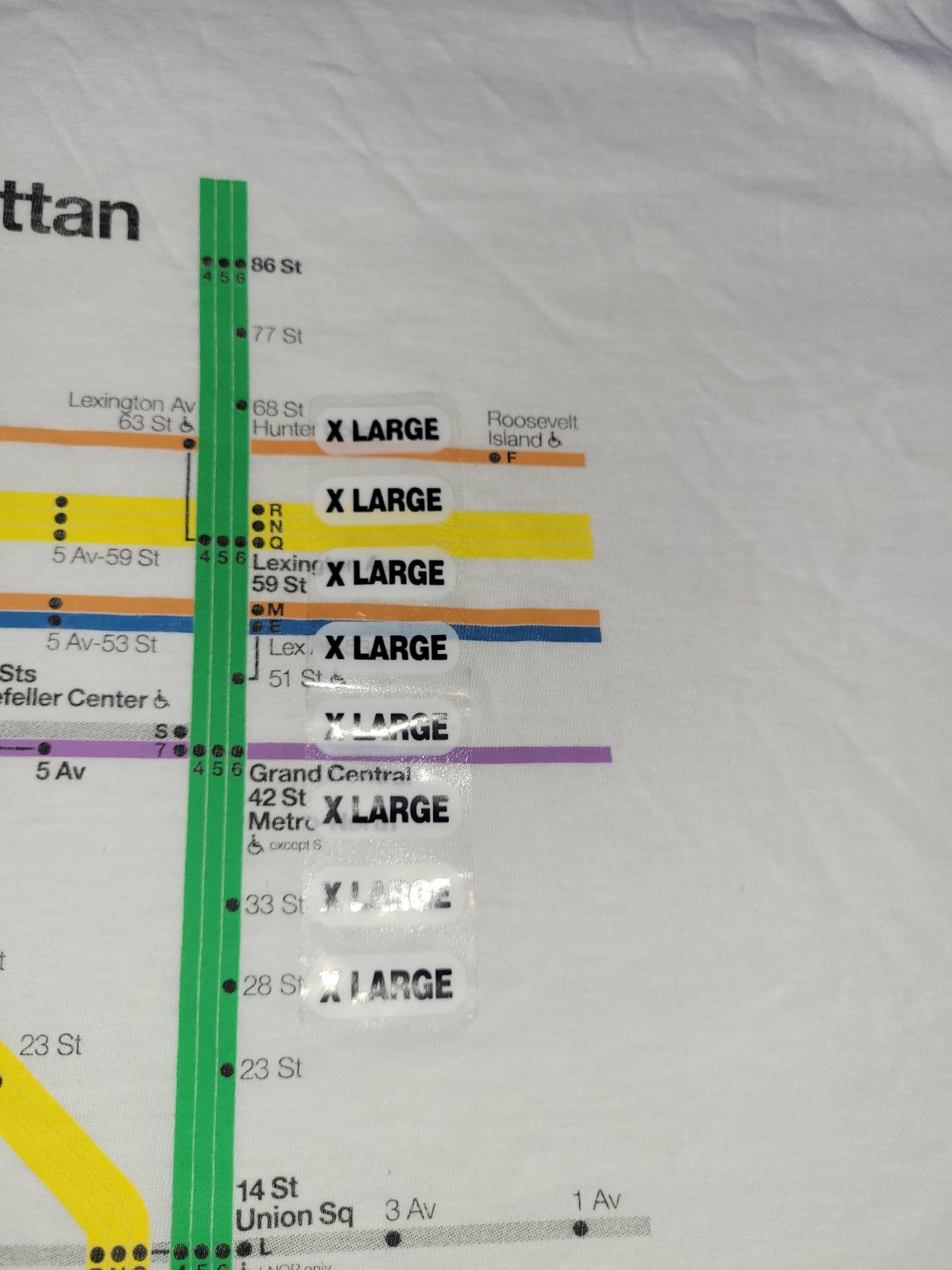 Tee Luv Unisex Size XL MTA Manhattan Subway Map Ringer T-shirt 100% Cotton NYC