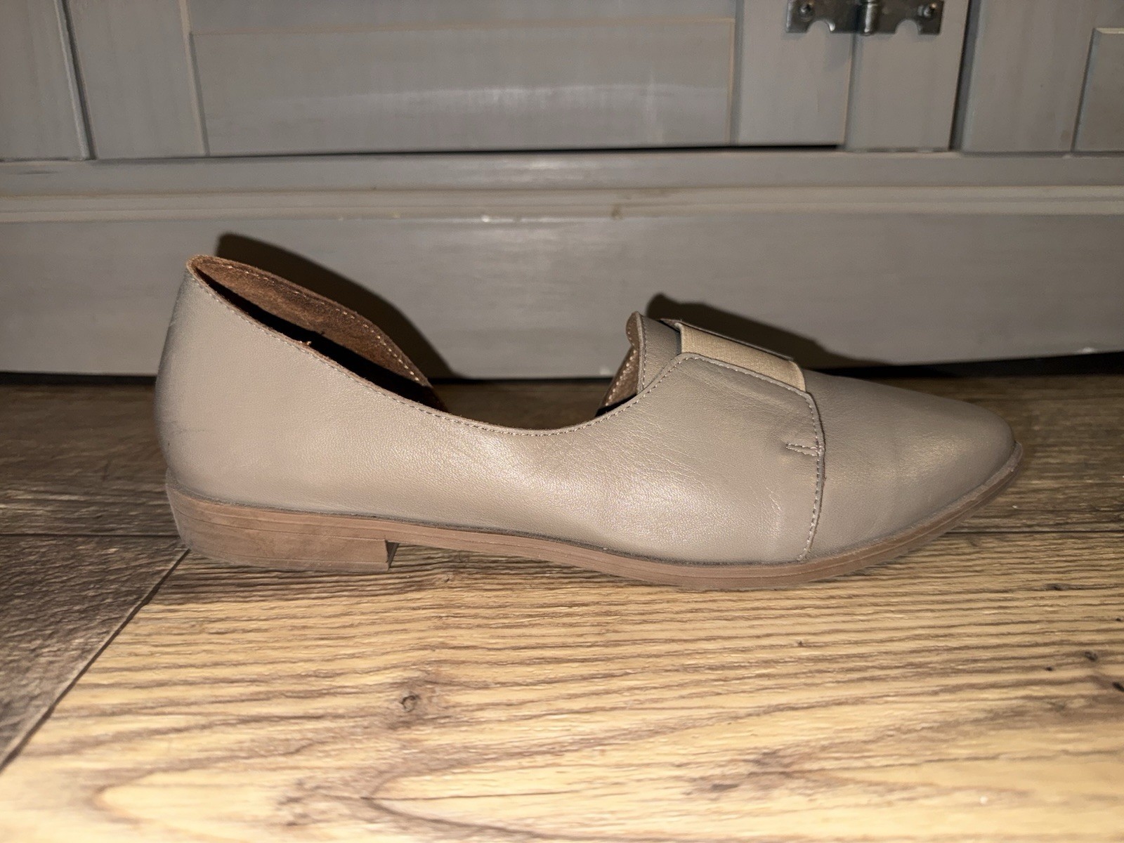 Bueno Brenda Grey Leather Flats Women’s EU 38 Minimalist Comfort Ballet Loafers