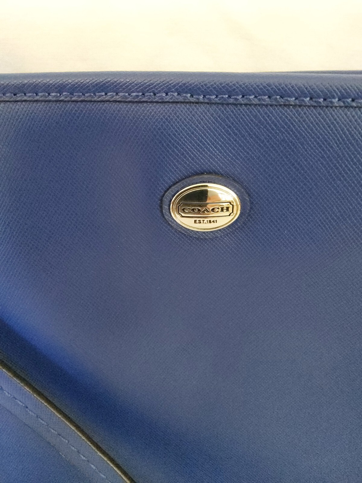 Authentic Coach Deep Blue Leather Tote Purse with COA