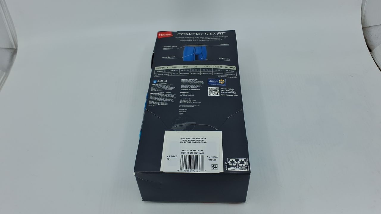 Hanes Men’s 3-Pack Ultra Soft Stretch Boxer Briefs, XX-Large, Blue/Black