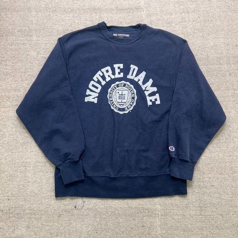 Vintage Notre Dame University Sweatshirt Medium Blue 00s Champion Reverse Weave
