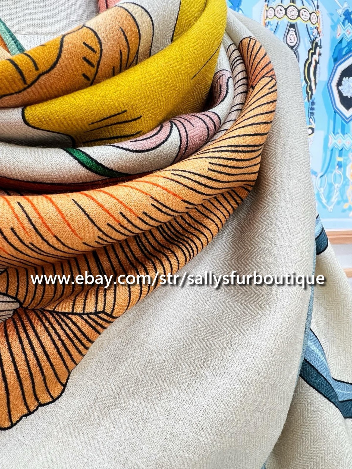 Sallys 70% Cashmere & 30% Silk Stole Flowers Print Double Face Scarf Shawl 53″