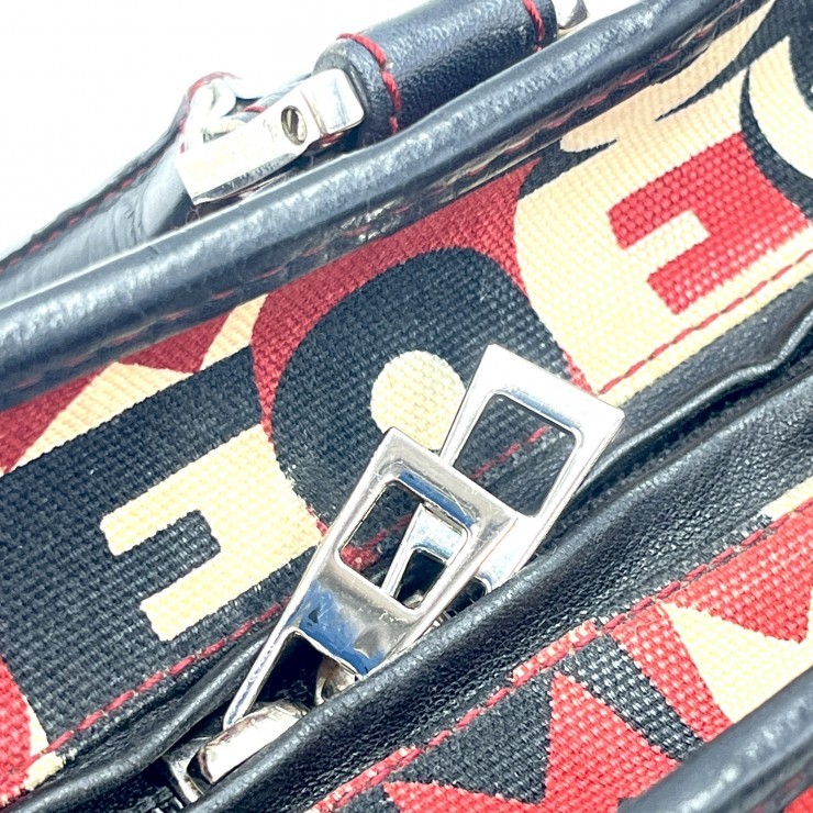 LOEWE Amazona 28 Hand Bag Red Black Monogram Canvas Leather