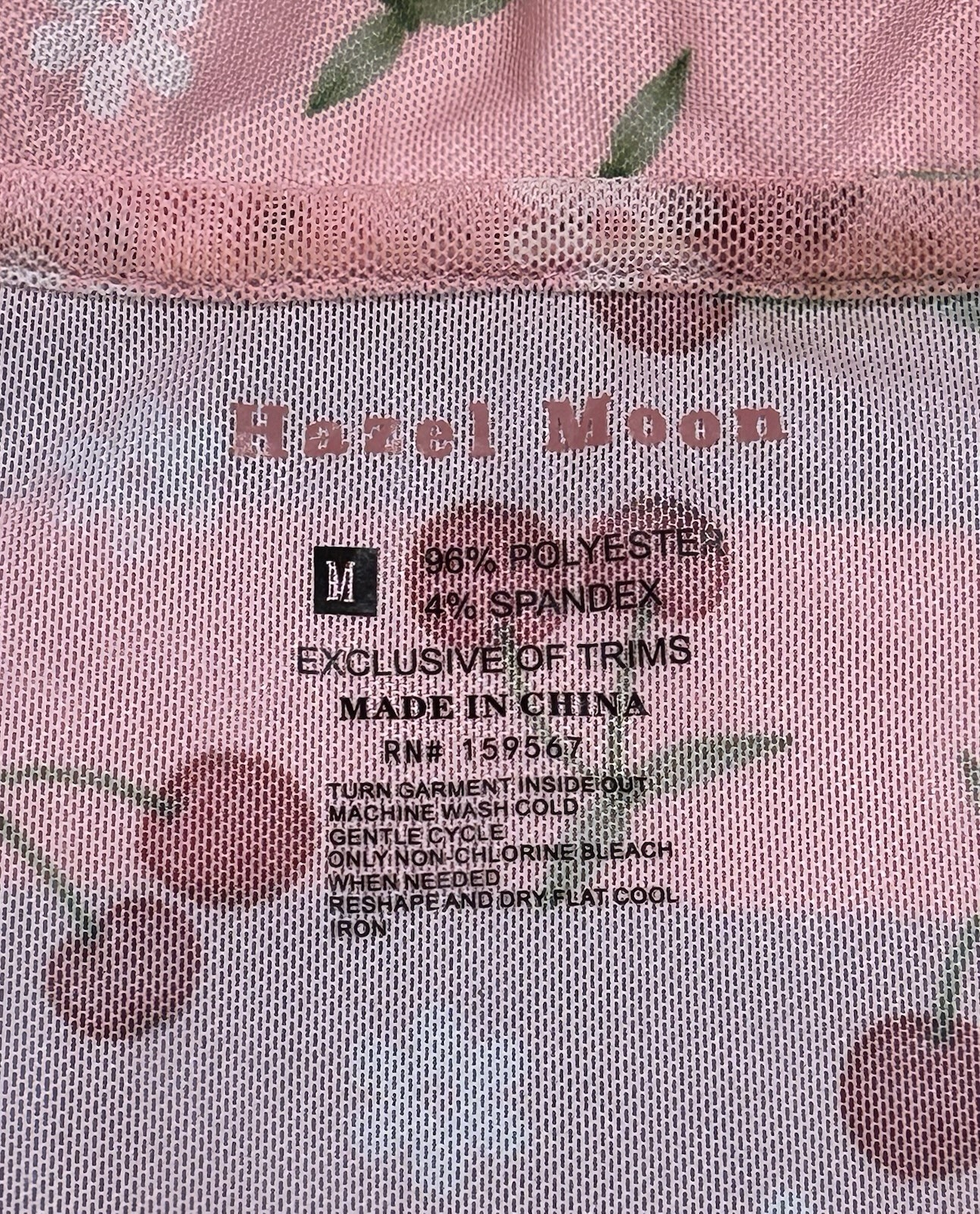 Hazel Moon Women’s M Pink Cherry and Daisy Print Cute Button Up Mesh Shirt
