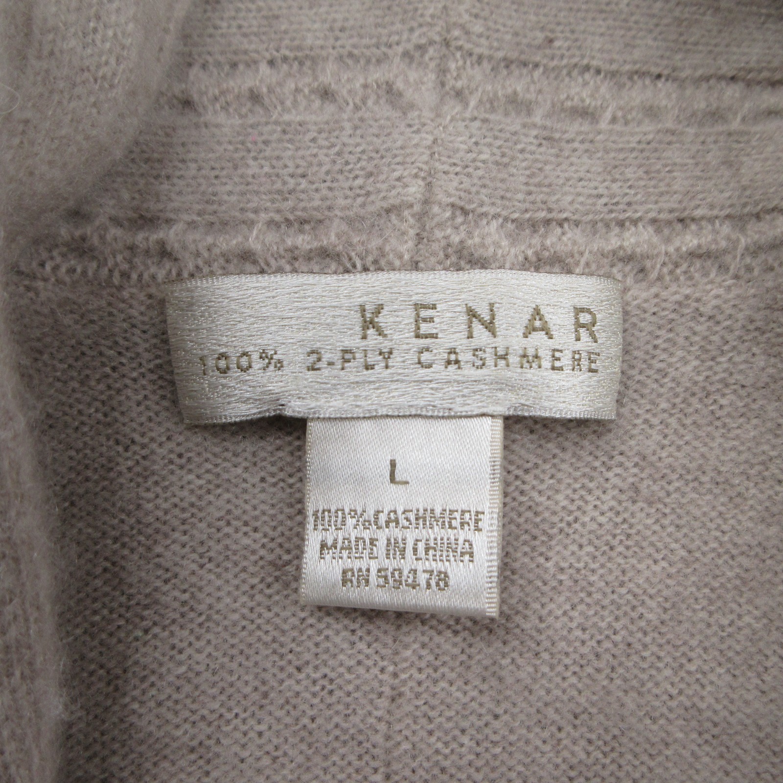 Kenar Long Cardigan Sweater Womens Large Beige 100% Cashmere Knit Open Front