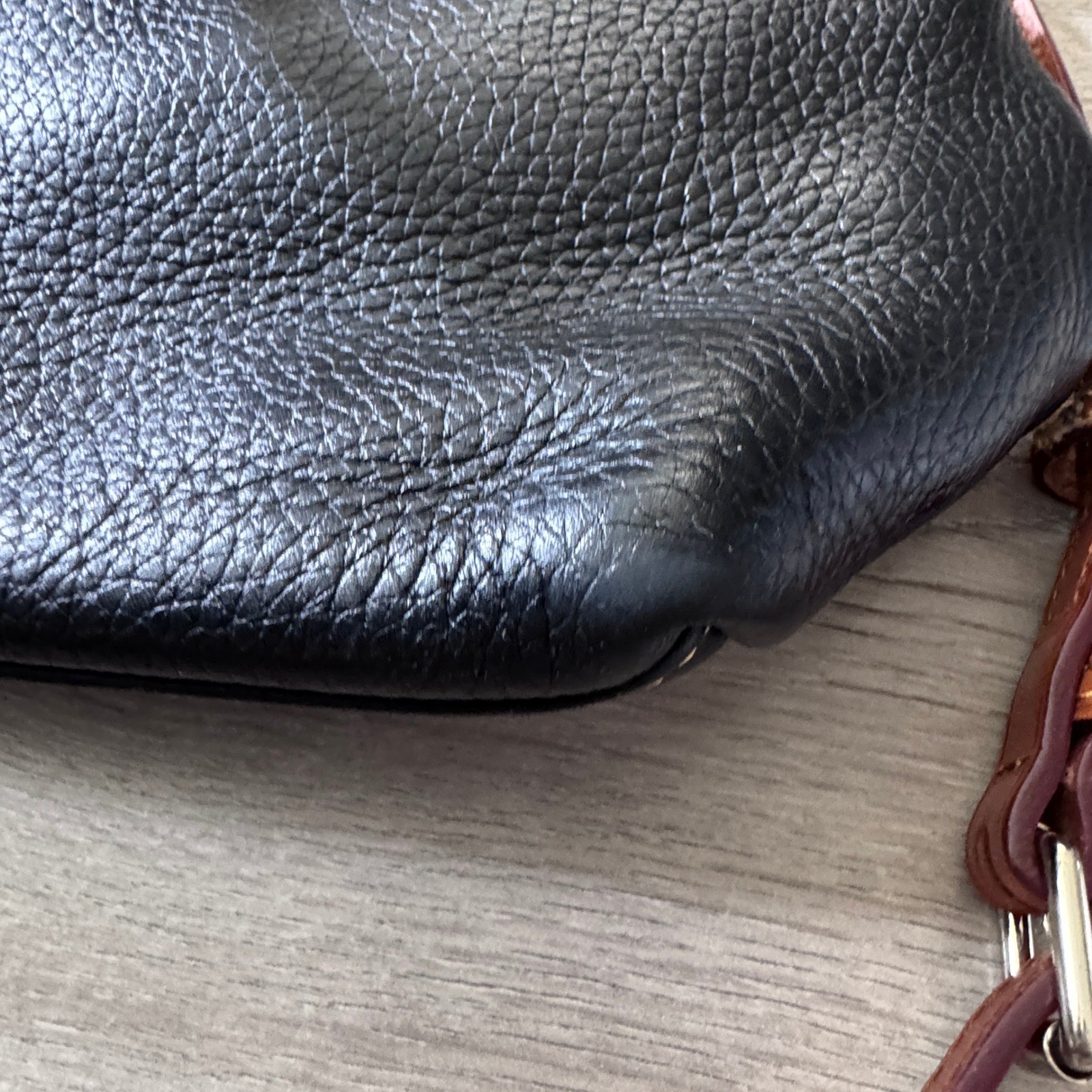 Dooney & Bourke Dillon Black Pebbled Leather Double Pocket Crossbody Bag Purse