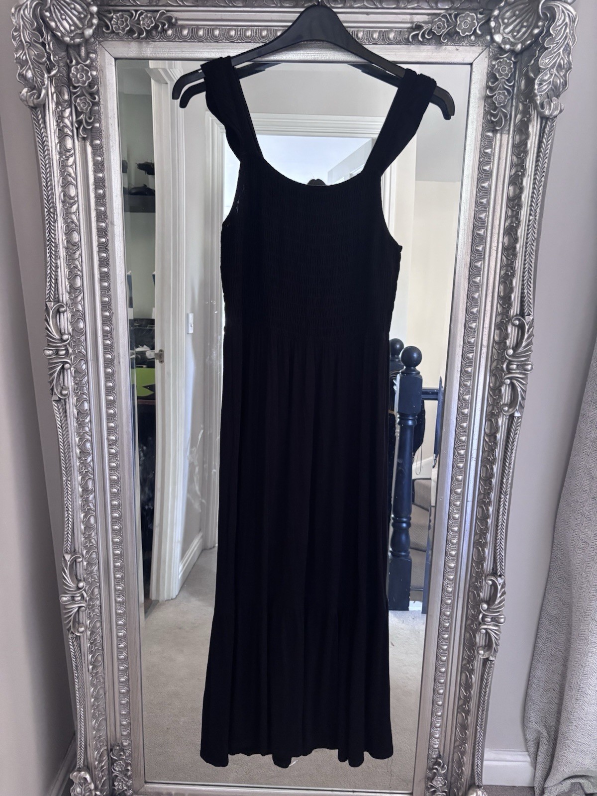 Papaya Matalan Women’s Black Soft Summer Frill Smocked Midi Dress 14