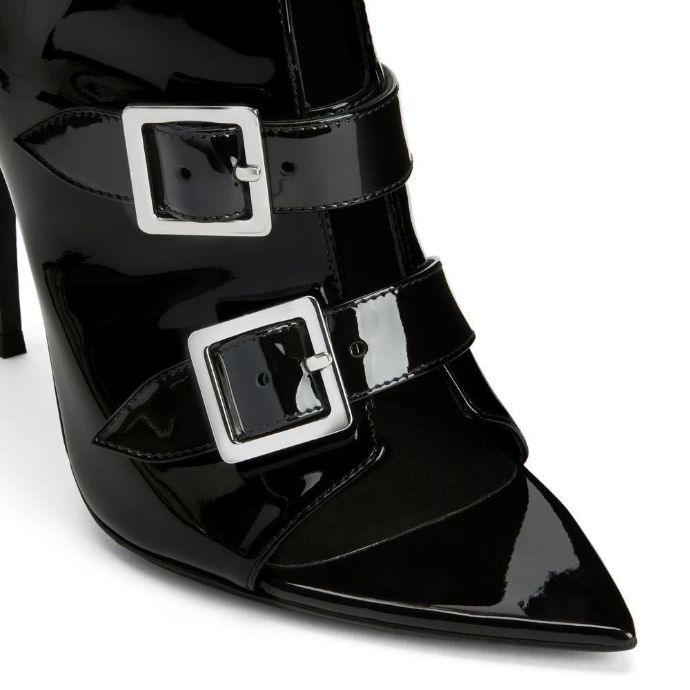 Gladiator Peep Toe Ankle Boots Women’s Patent Shiny Leather High Heel Plus Size