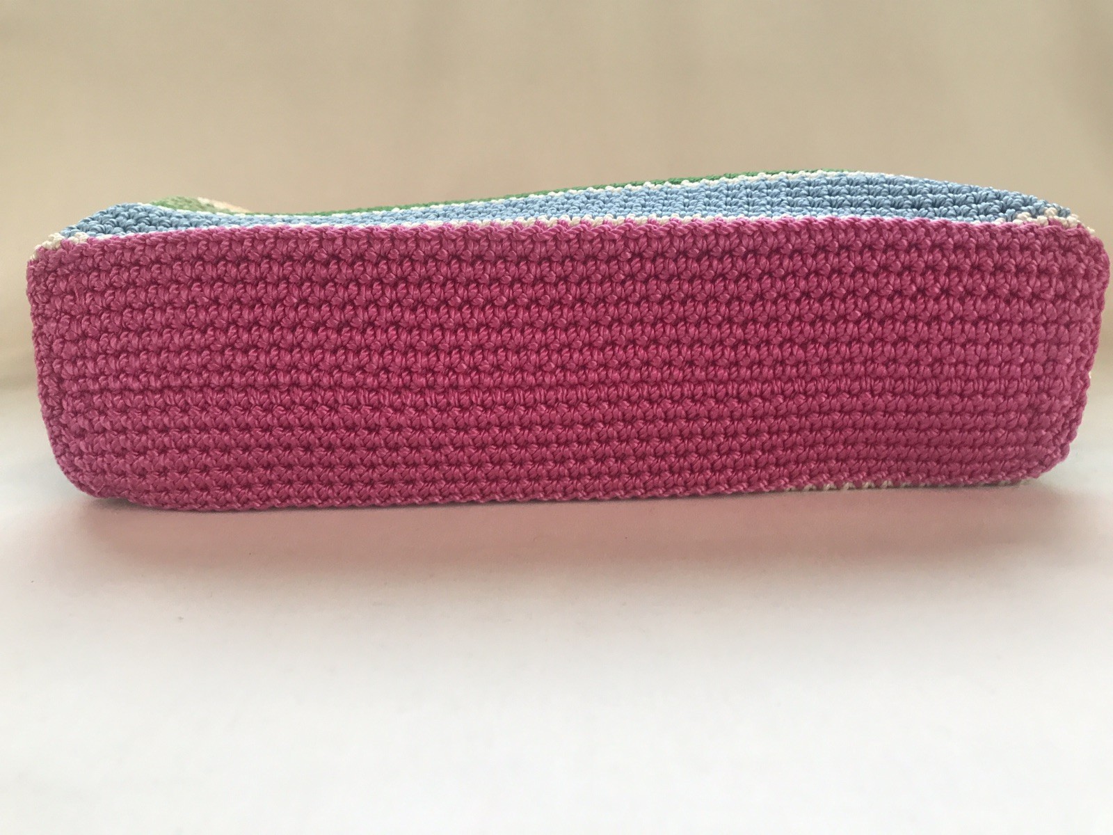 The SAK Crocheted Pink/Multicolor Rainbow Stripe Purse Handbag -New without Tags