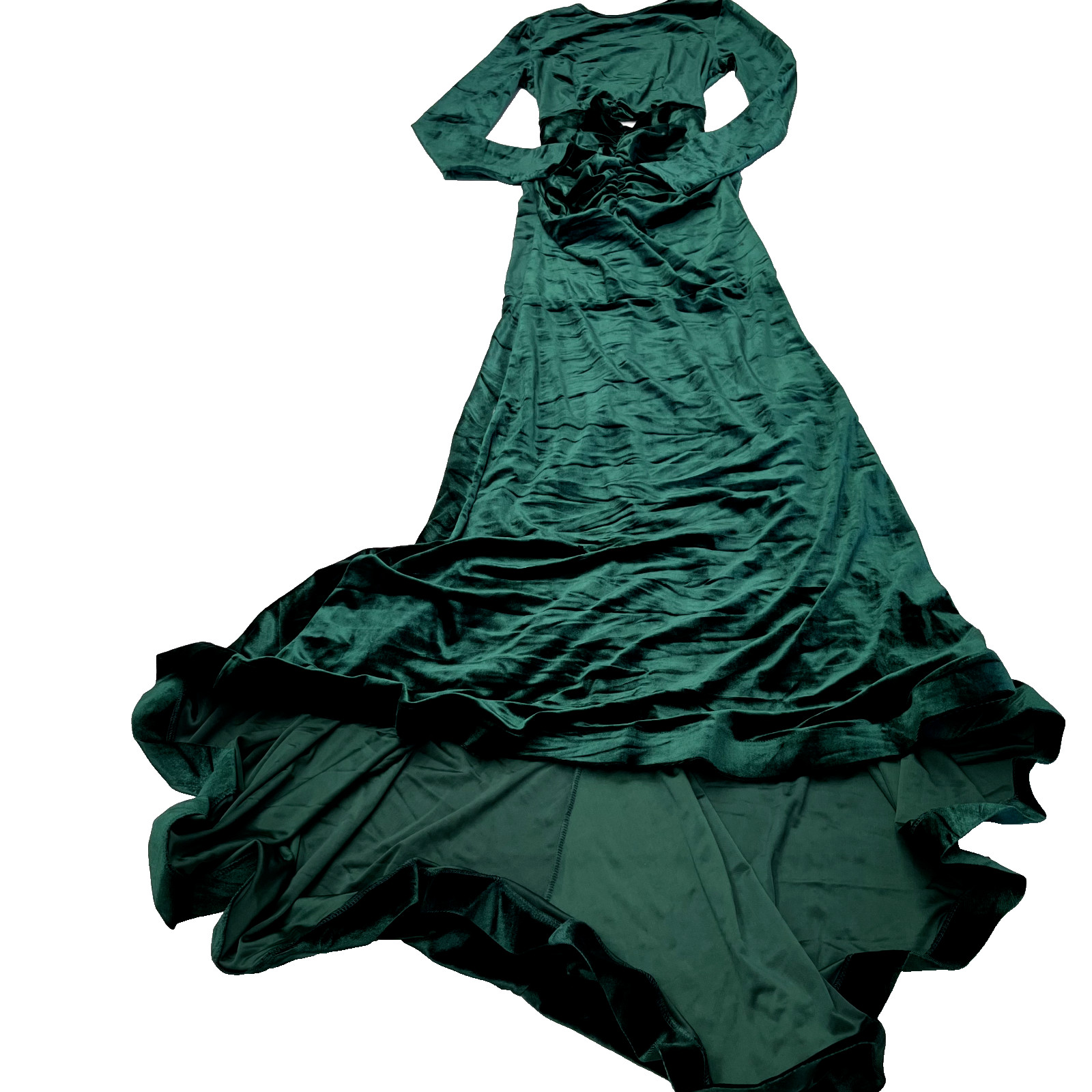 Shein Green Long Sleeve Cut-Out Hi-Low Maxi Dress Women’s Size Medium NEW
