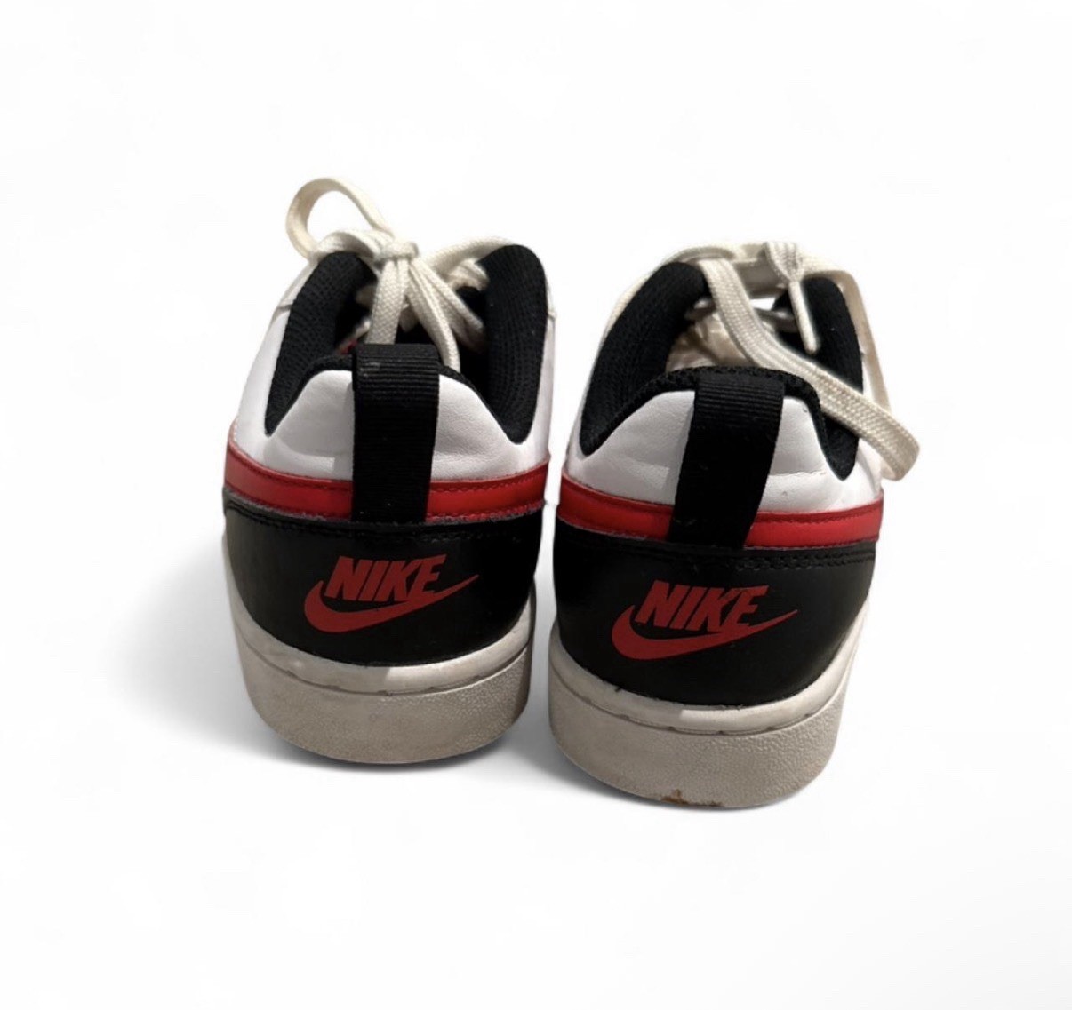 Nike Court Borough Low Top Sneakers White/Red/Black Kids 6.5Y BQ5448-110