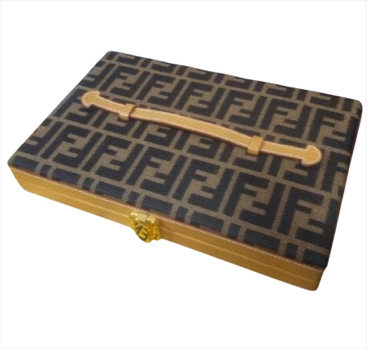 Fendi Zucca pattern Cosmetic Box /Jewelry Case 10.2 x H:6.7 x D:1.3 in. [Unused]
