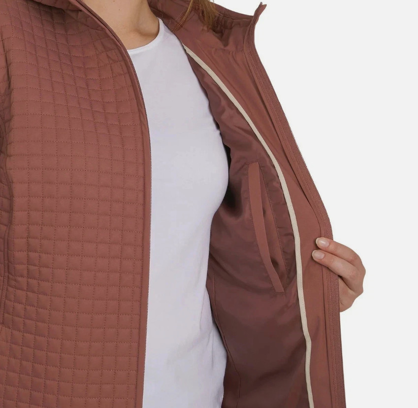 Lands’ End Women’s Inside Pocket Adjustable Hood Quilted Jacket, Red, Size L