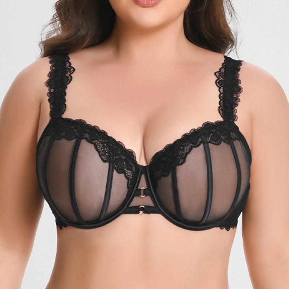 BIG CUP Lace Bra See Through Women Bras Underwire Brassiere Unpads Sexy Lingerie