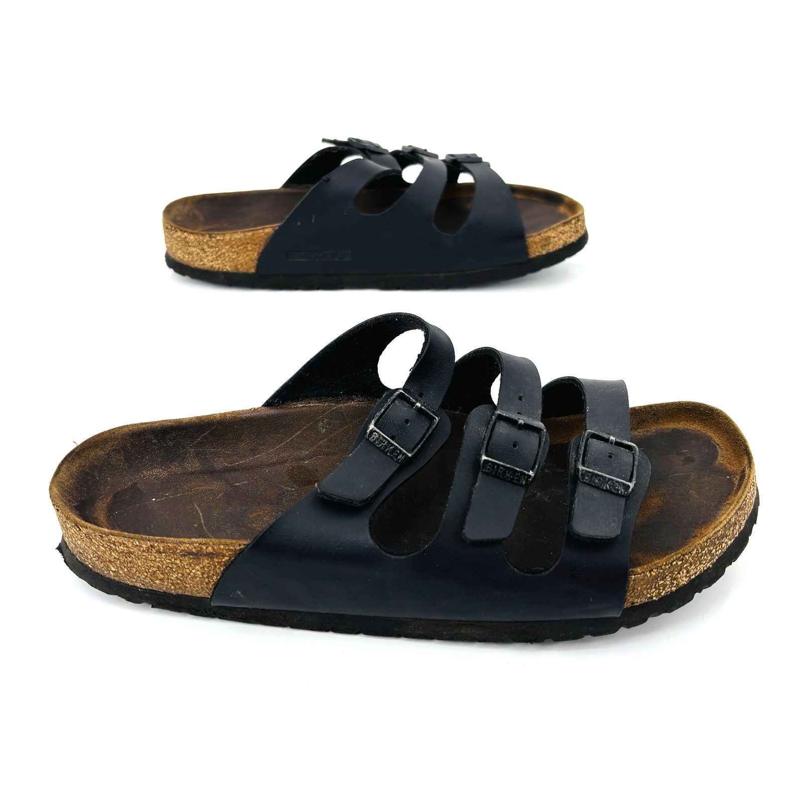 Soft Footbed Womens 10-10.5 41 Birkenstock Florida Black Birkoflor Slide Sandals
