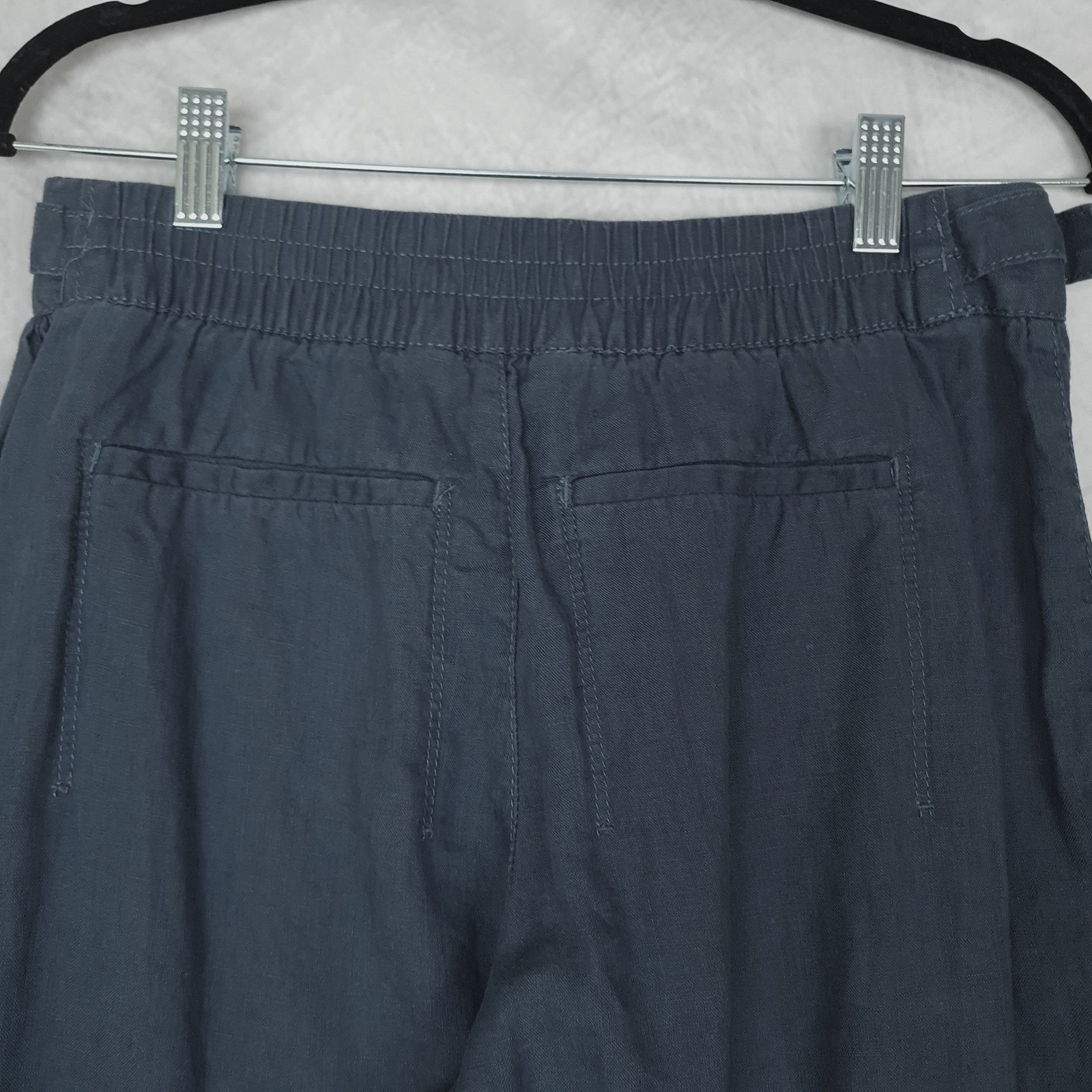 Athleta Pants Womens 2 Blue Linen Cropped Adjustable Waist Tabs Casual Summer