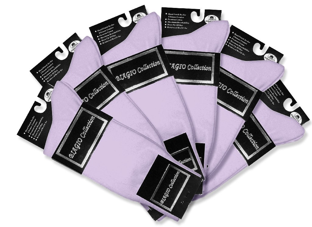 6 Pair of Biagio Solid LAVENDER Light PURPLE Color Mens COTTON Dress SOCKS
