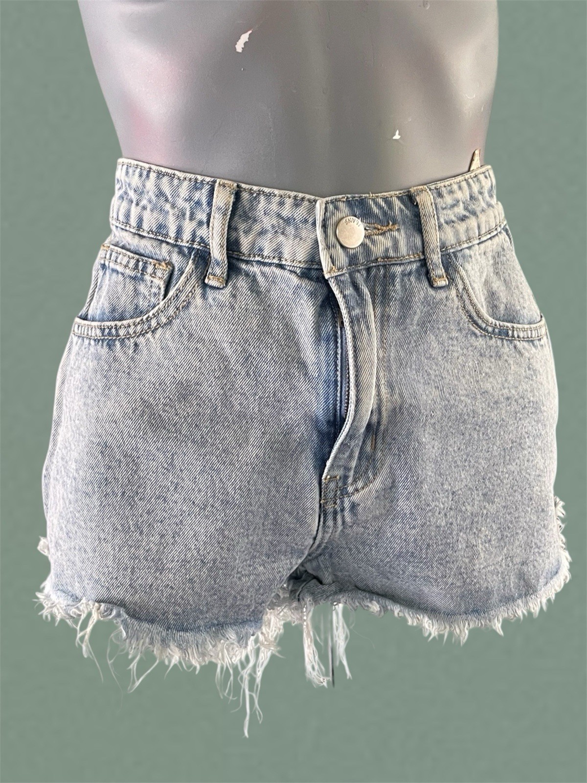 SHEIN Acid Wash Denim Shorts | Raw Hem | Size XS | Blue