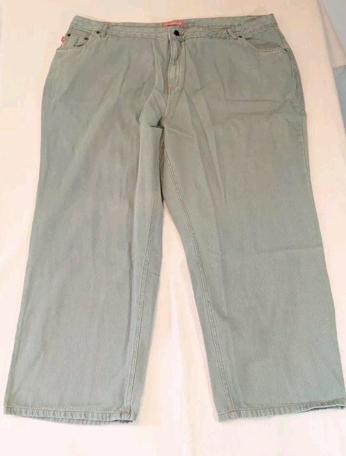Woman Within Wide Leg Jeans 28W Light Blue Five Pocket Cuff Width 11 Inches NEW