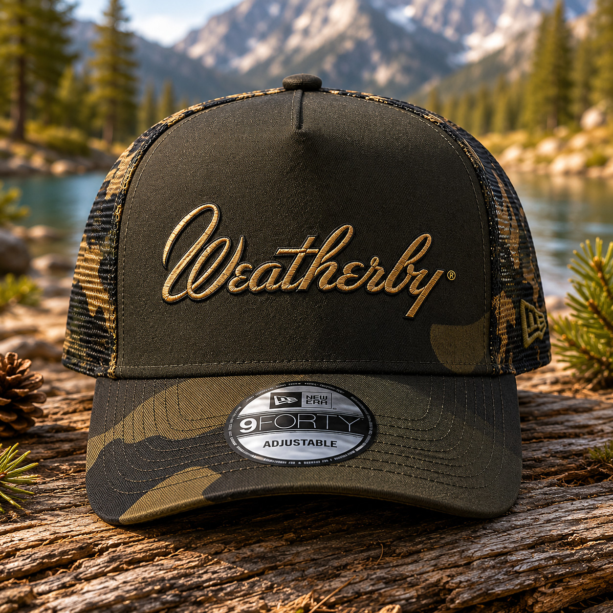 Weatherby Embroidered Camo Trucker Hat Adjustable Outdoor Hunting Mesh Cap