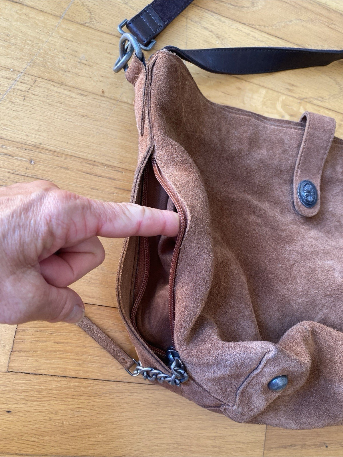 Free People Slouchy Suede Slingshot Rusty Brown Hobo Shoulder Bag Purse