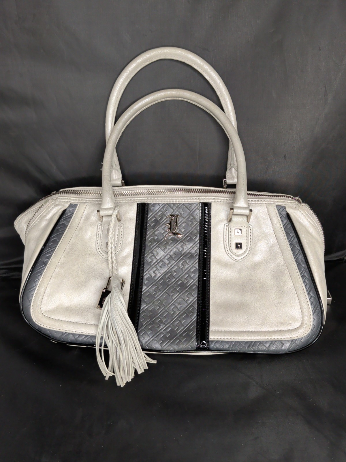 L.A.M.B. Gwen Stefani Metallic Leather Satchel with Tassel and Lock Detail