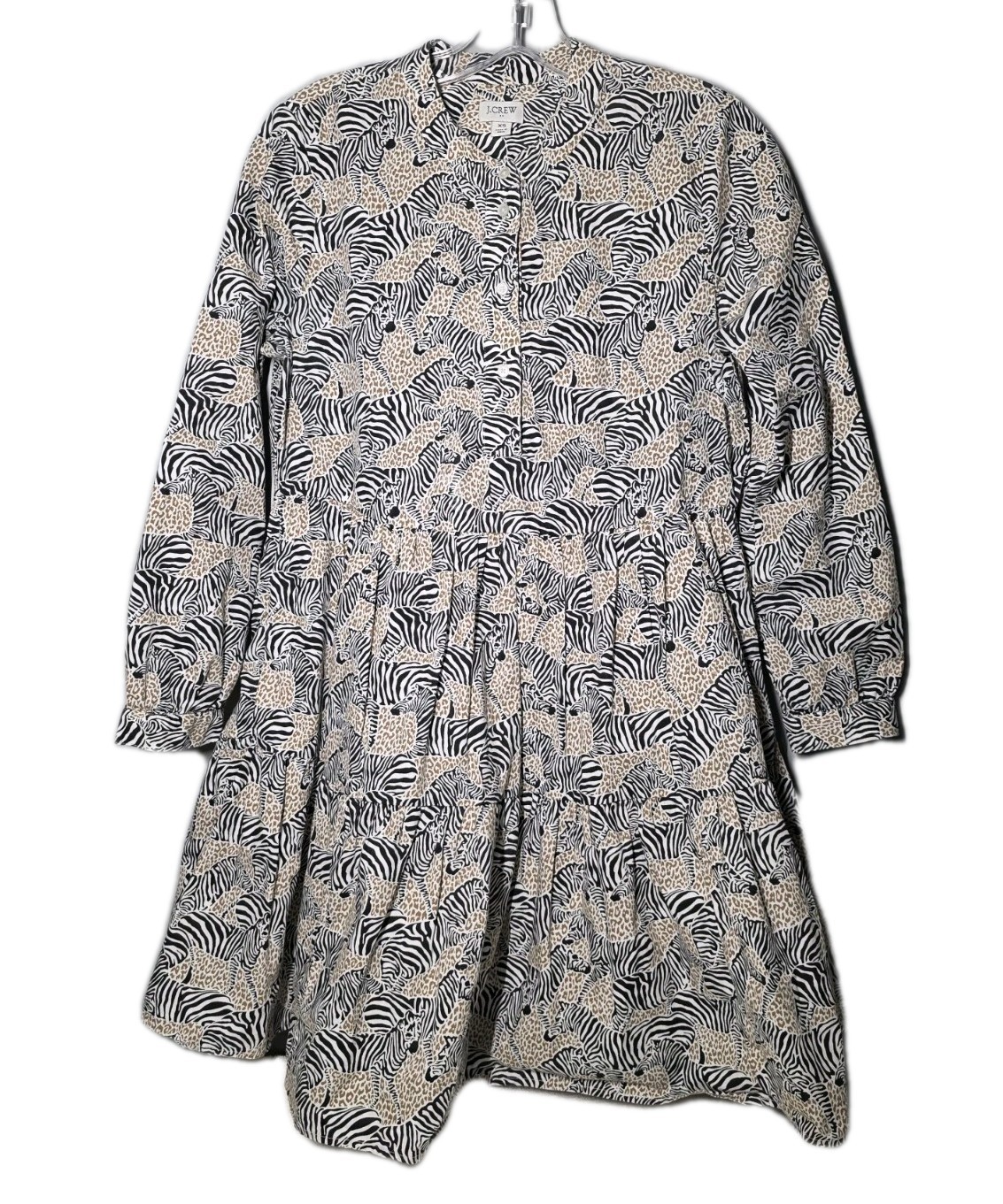 J.CREW Womens Zebra Safari Tiered Dress Falls above Knee Lined Sz XSmall