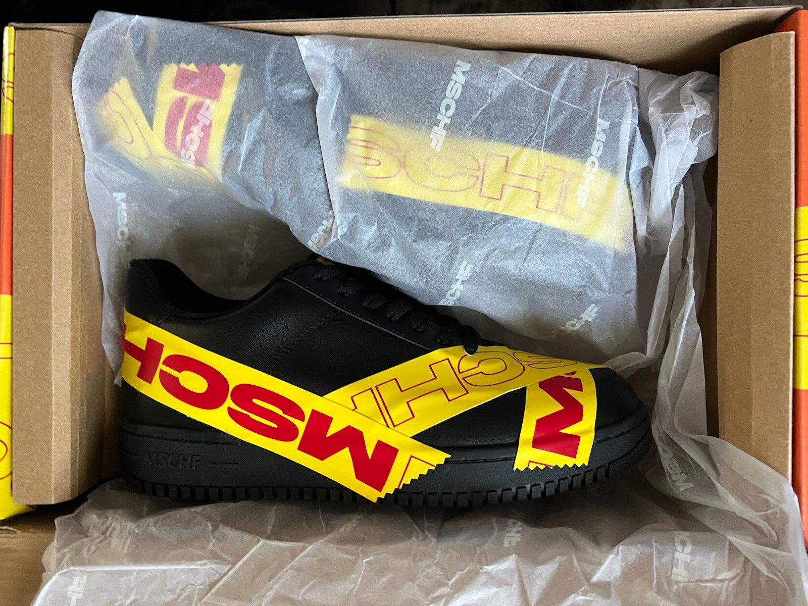 MSCHF TAP3 “Limited Edition” Men’s Size 7 “BLACK/ YELLOW/RED Shoe MSCHF -007