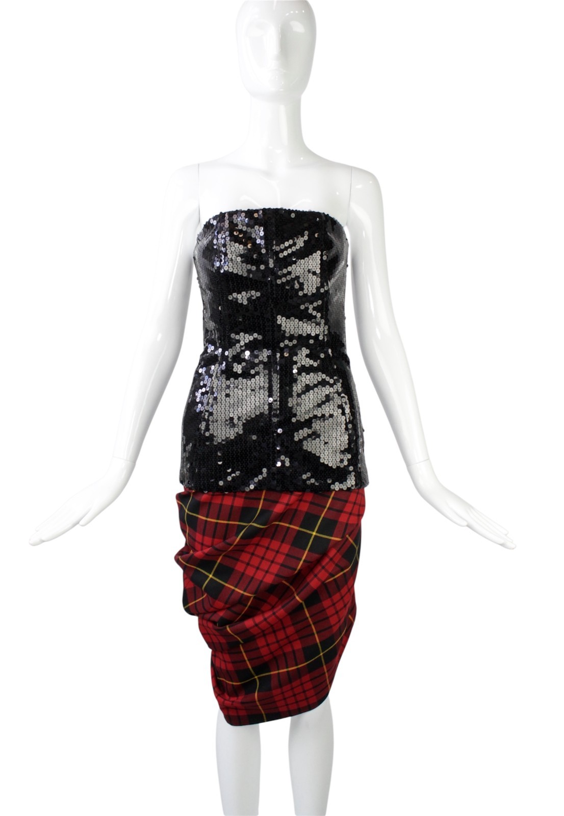 ALEXANDER MCQUREEN JOAN 1998 TARTAN ASYMMETRICAL ENSEMBLE!