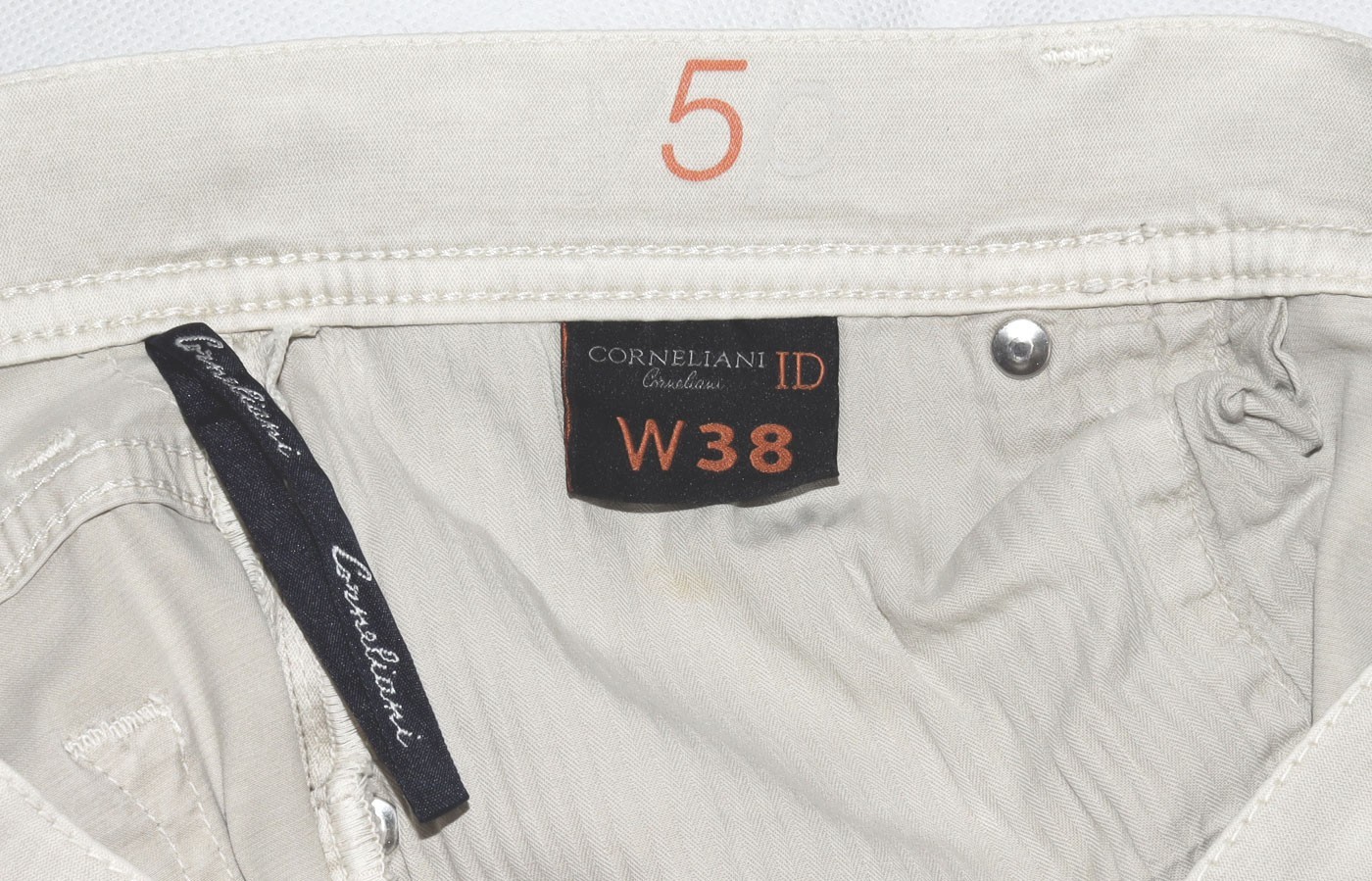 Corneliani ID Luxury Denim Men’s Chino 5 Pocket Straight Made In Italy Size 38